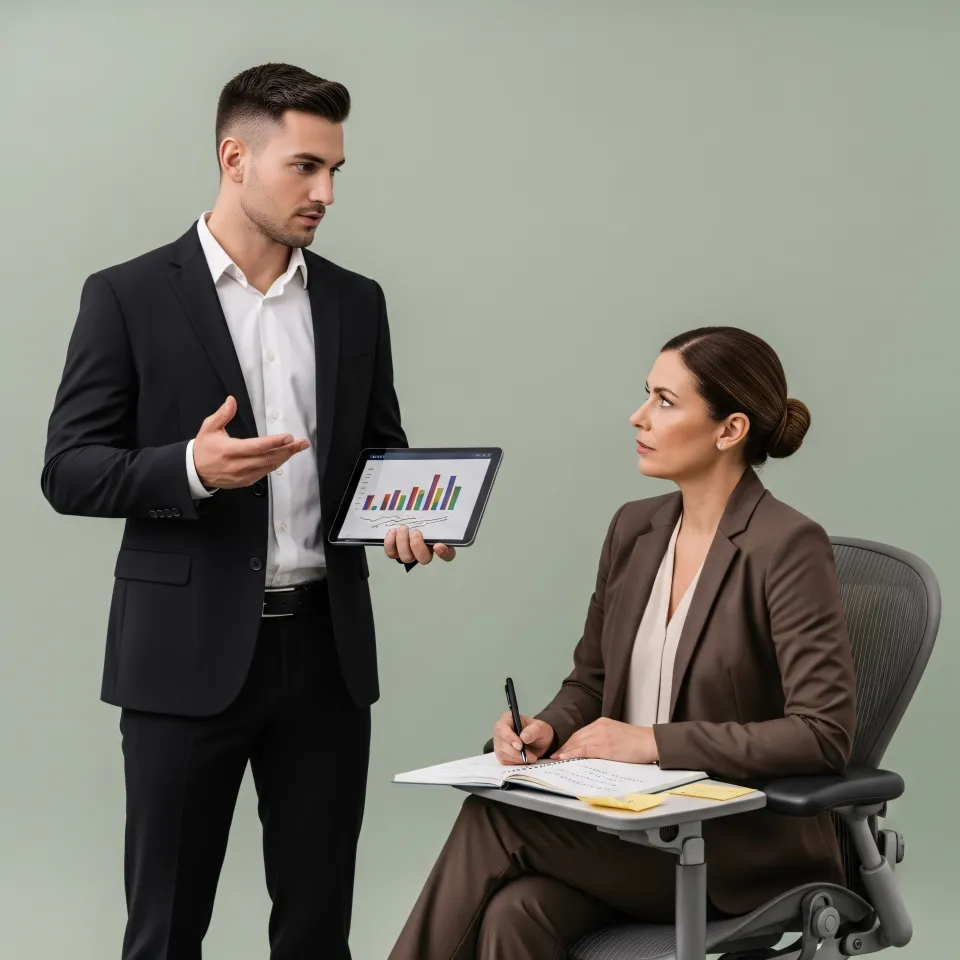 Javier Torres asesorando clientes